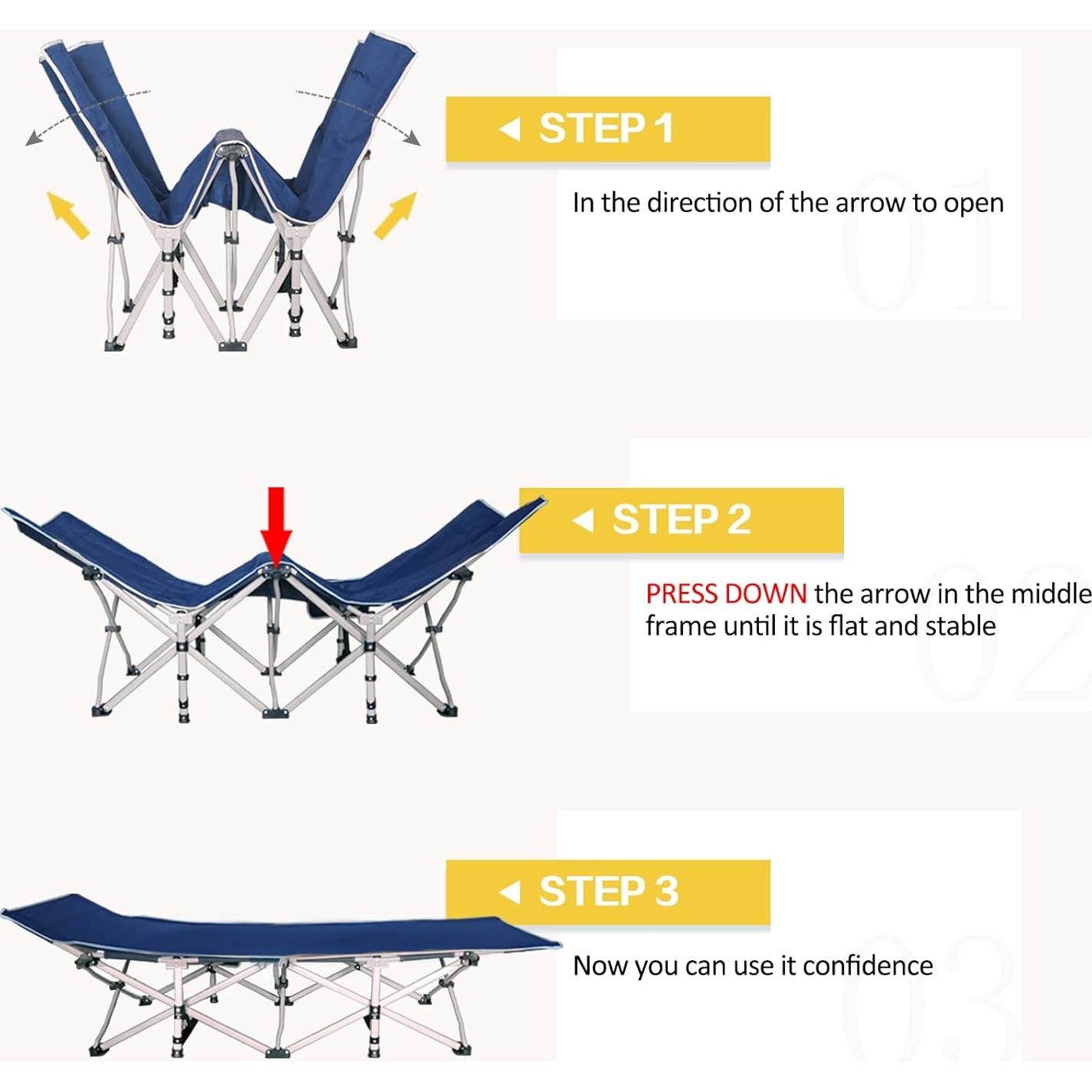 Cama Plegable de Camping GETOVIN con Colchón 190.5x71.1cm