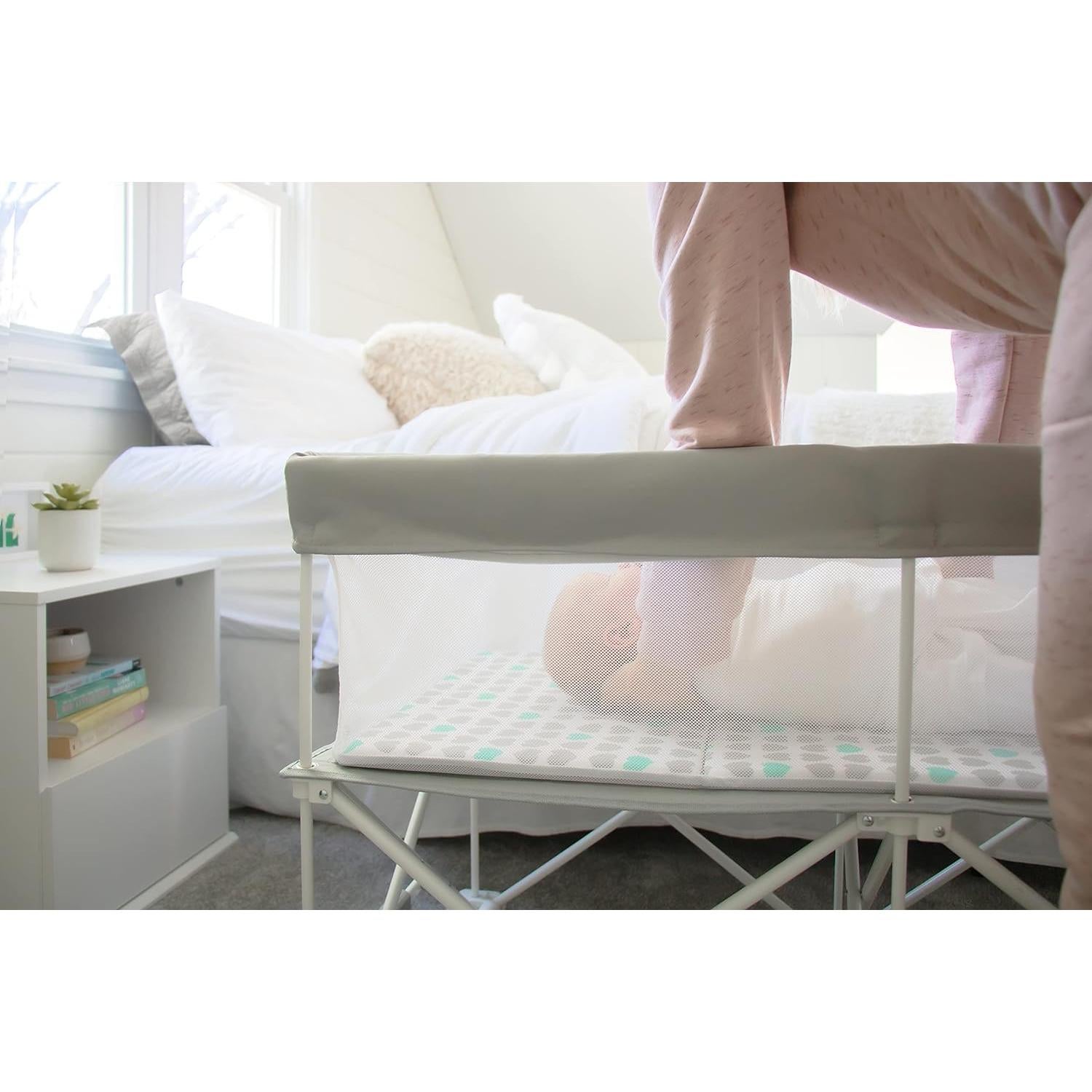 Cuna Portátil My Crib Regalo 2 en 1 Gris con Bolsa de Transporte