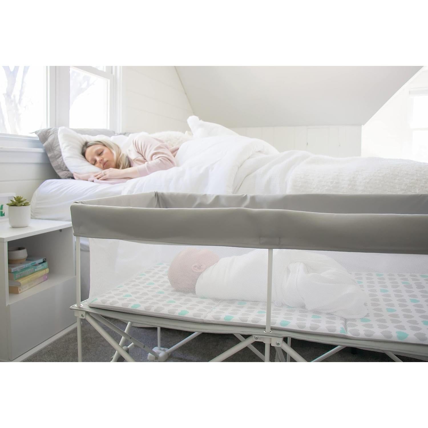 Cuna Portátil My Crib Regalo 2 en 1 Gris con Bolsa de Transporte