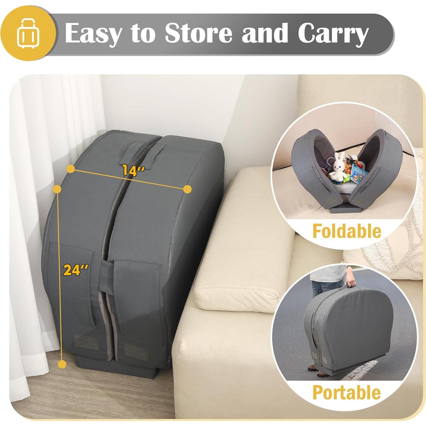 Cama de viaje para niños ENITYA, cuna plegable gris 137x73cm