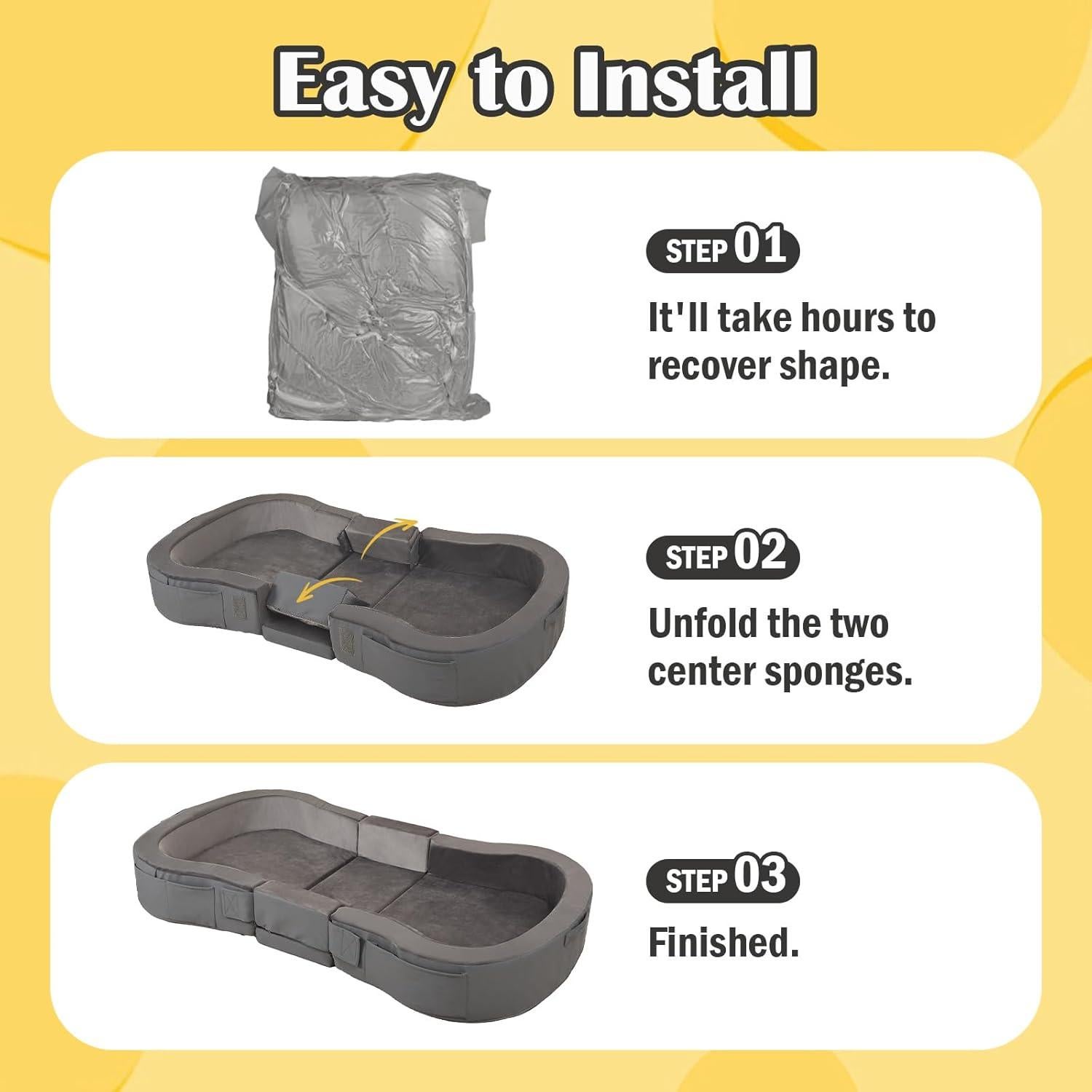 Cama de viaje para niños ENITYA, cuna plegable gris 137x73cm