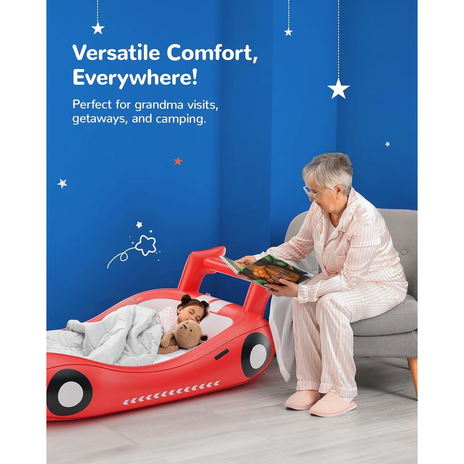 Cama Inflable para Niños QPAU JY001A, 202x115x57 cm, Rojo