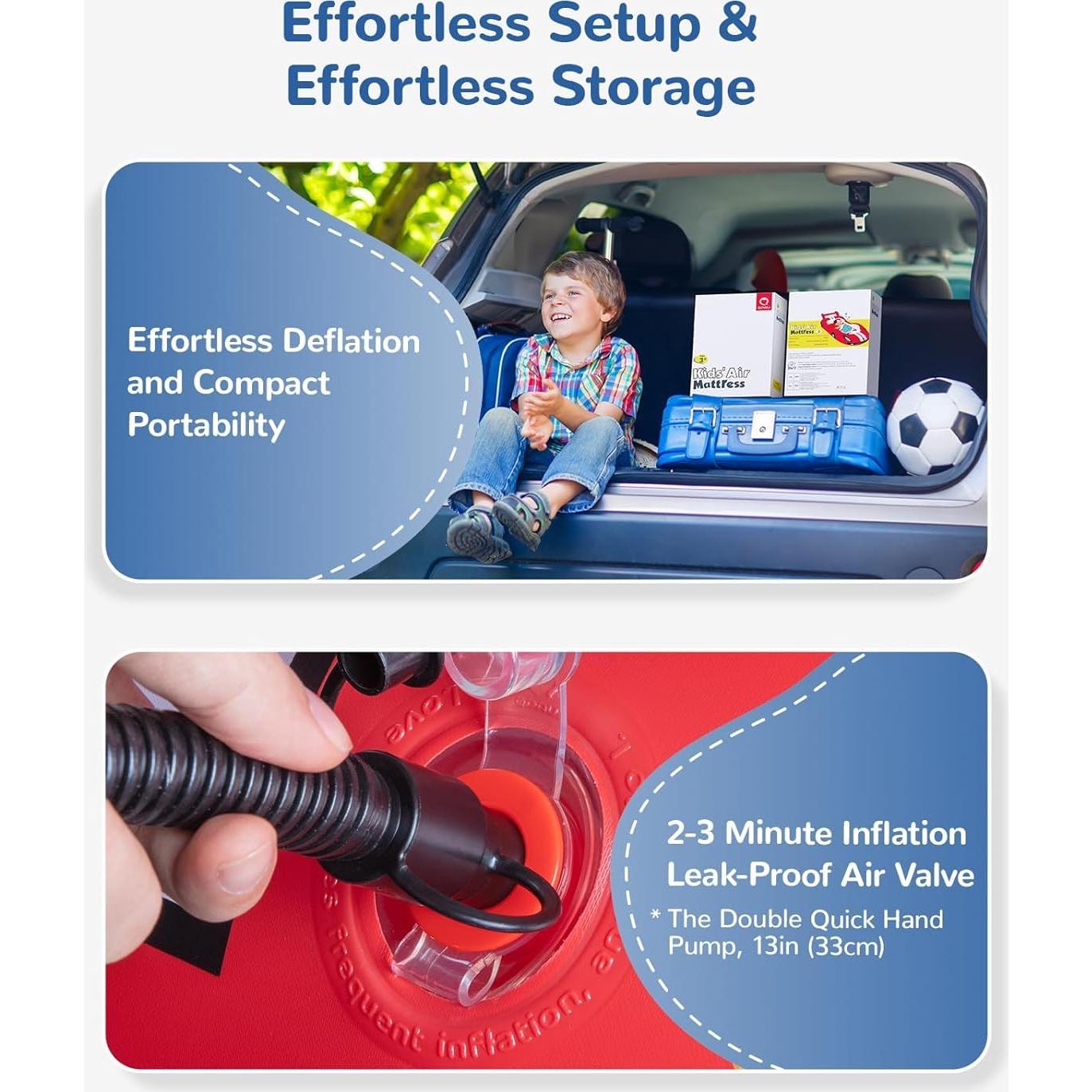 Cama Inflable para Niños QPAU JY001A, 202x115x57 cm, Rojo