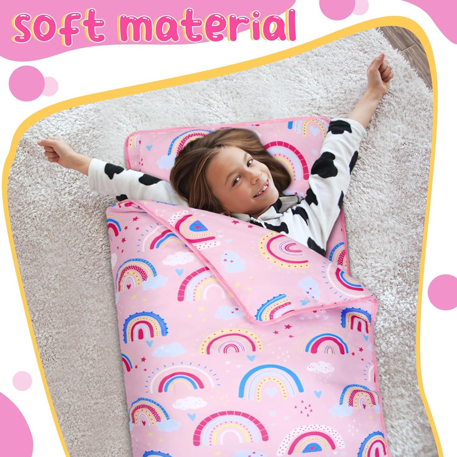 Esteras para Niños Newwiee con Almohada y Manta Boho Arcoíris