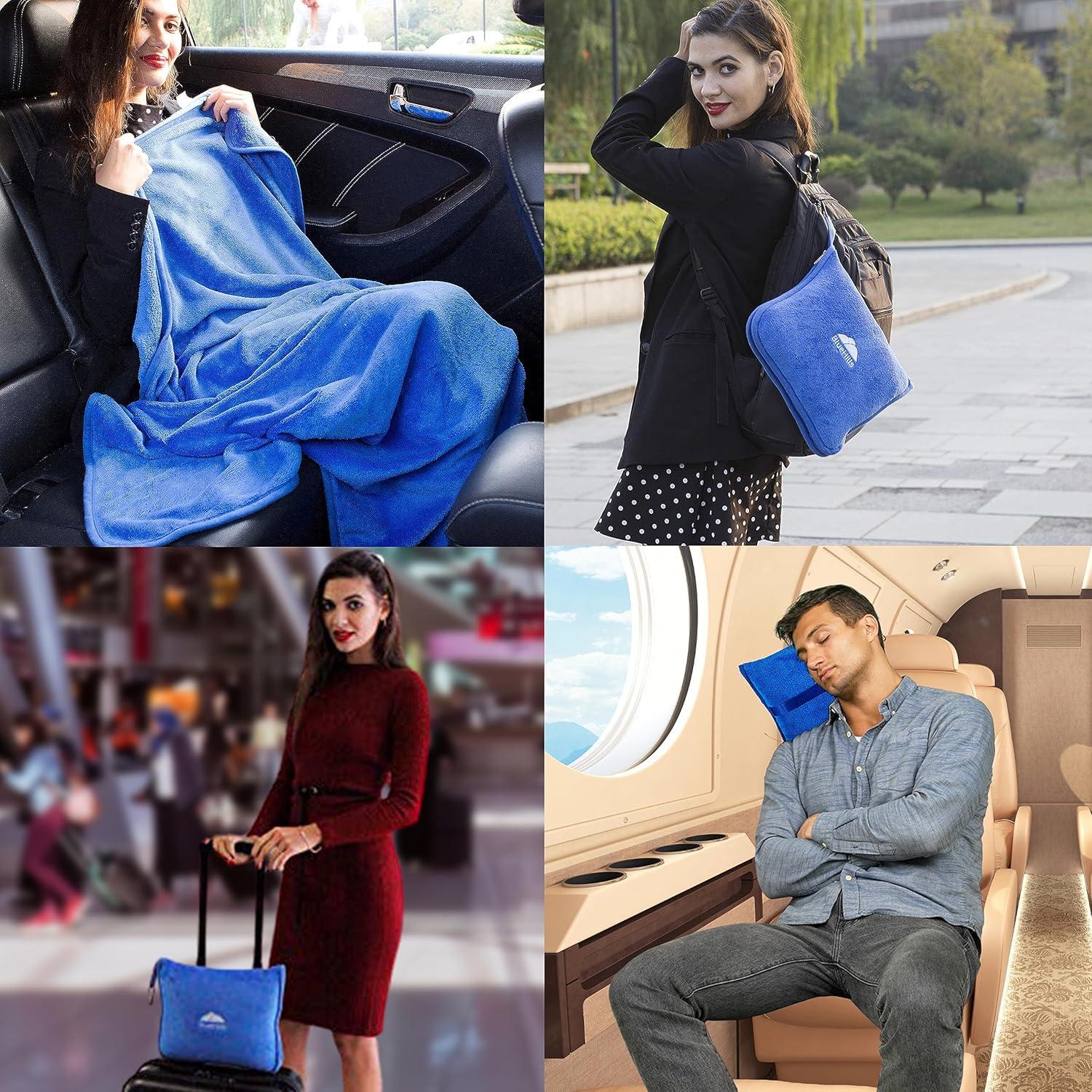 Mantas de Viaje BlueHills 2 Piezas Compactas Azul Real