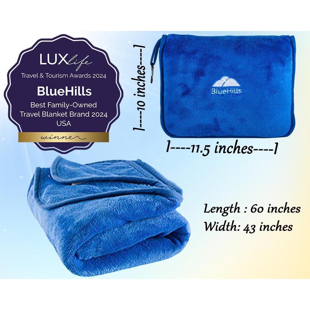 Mantas de Viaje BlueHills 2 Piezas Compactas Azul Real