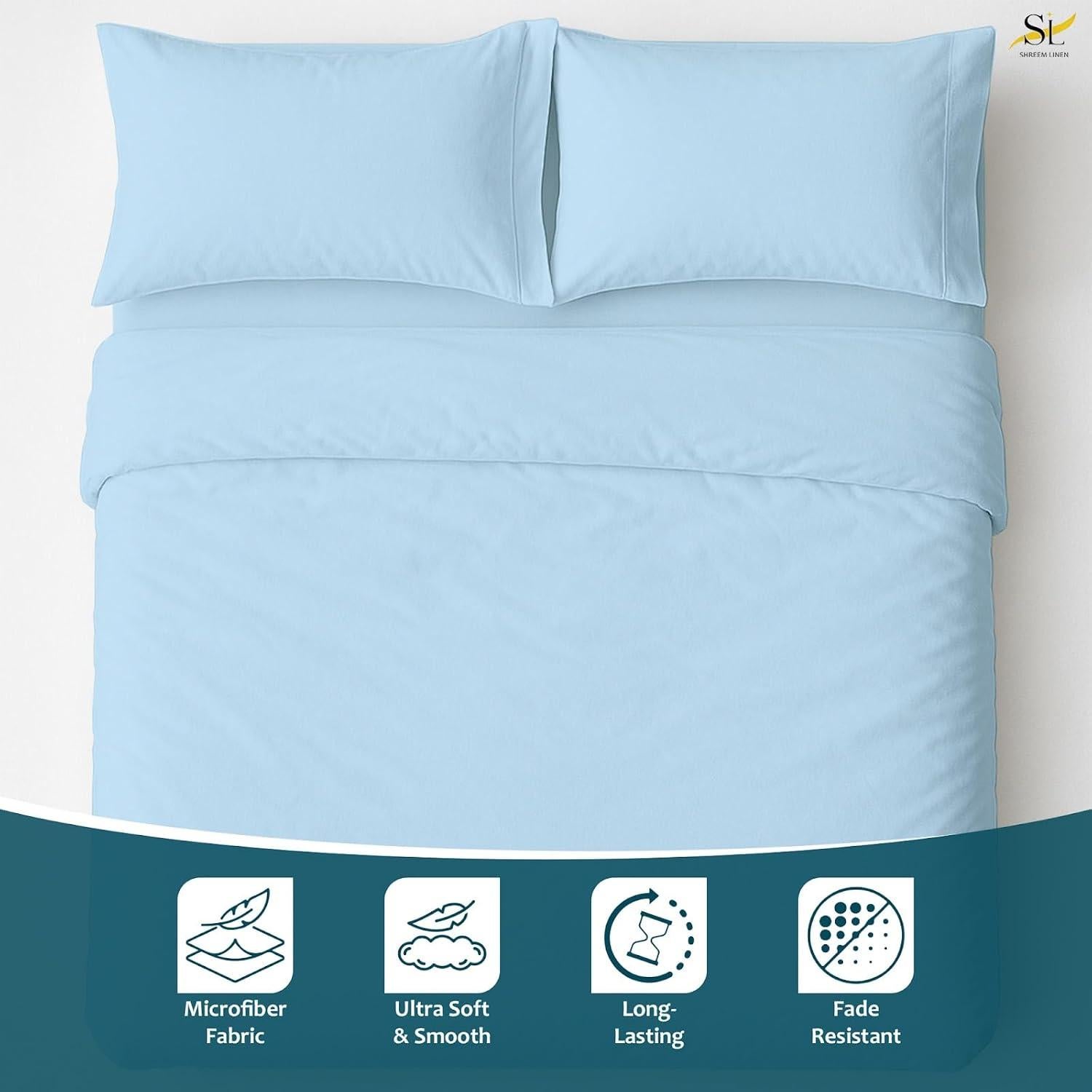 Juego de Sábanas Microfibra Shreem Linen 4 Piezas 3/4 Cama Completa