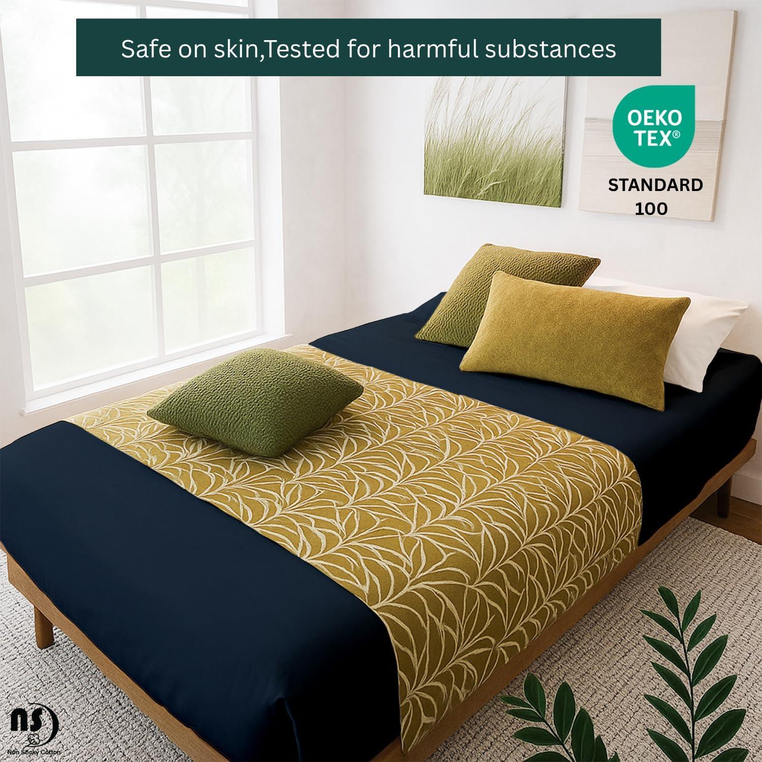 Juego de Sábanas de Algodón Egipcio 4 Piezas Cuna Azul Marino