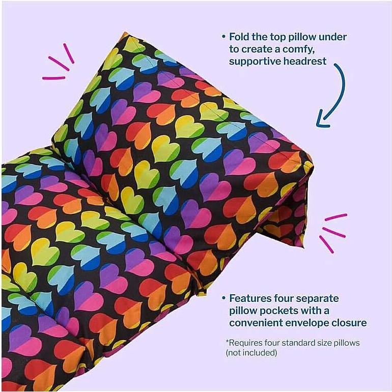 Sofá de Suelo para Niños Wildkin - Corazones Arcoíris, 176.5x68.6cm