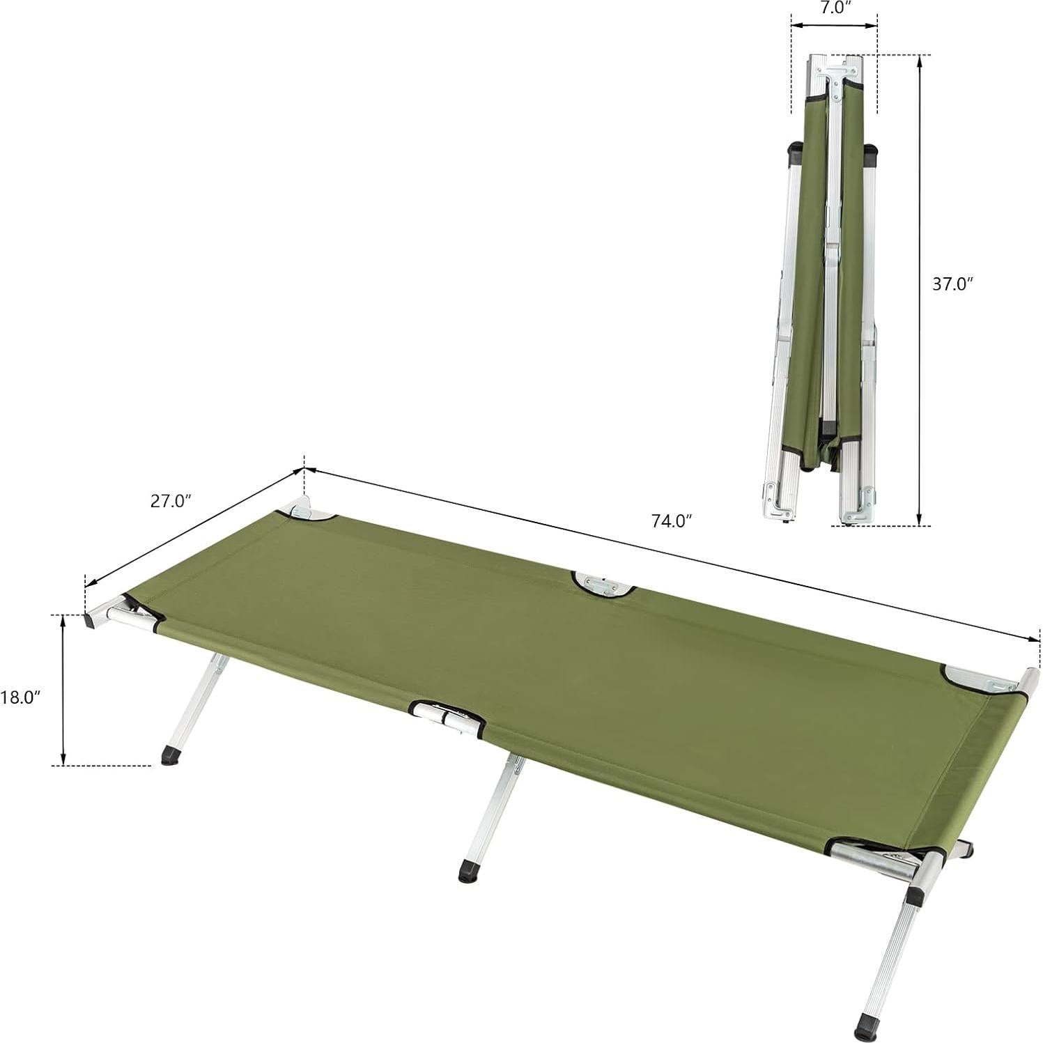 Cama de Camping Plegable VINGLI 188x63.5cm Verde Portátil