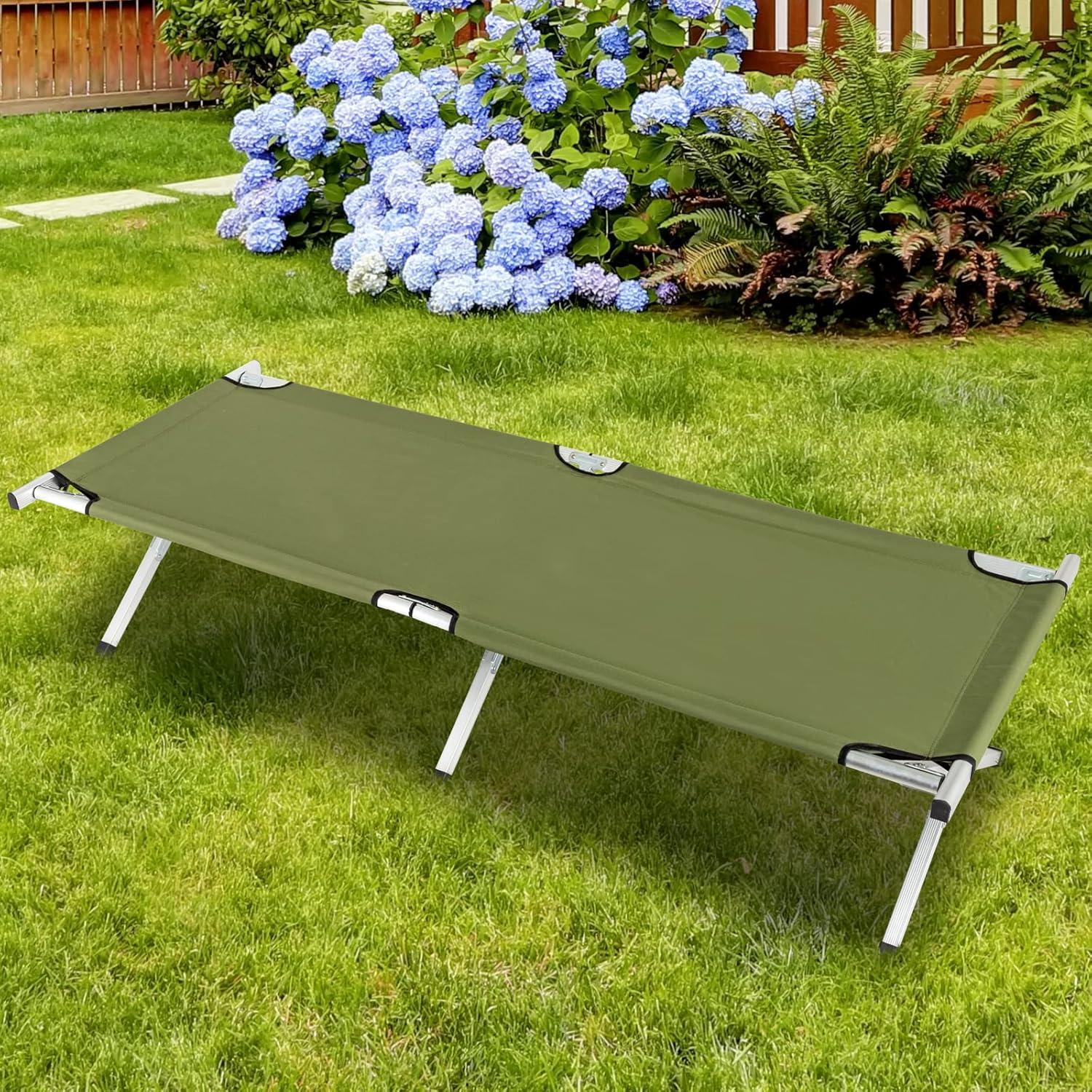 Cama de Camping Plegable VINGLI 188x63.5cm Verde Portátil