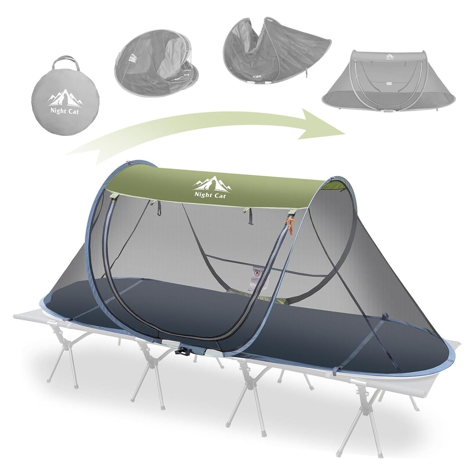 Tienda de Camping Pop-up Night Cat para 1 Persona Verde Militar