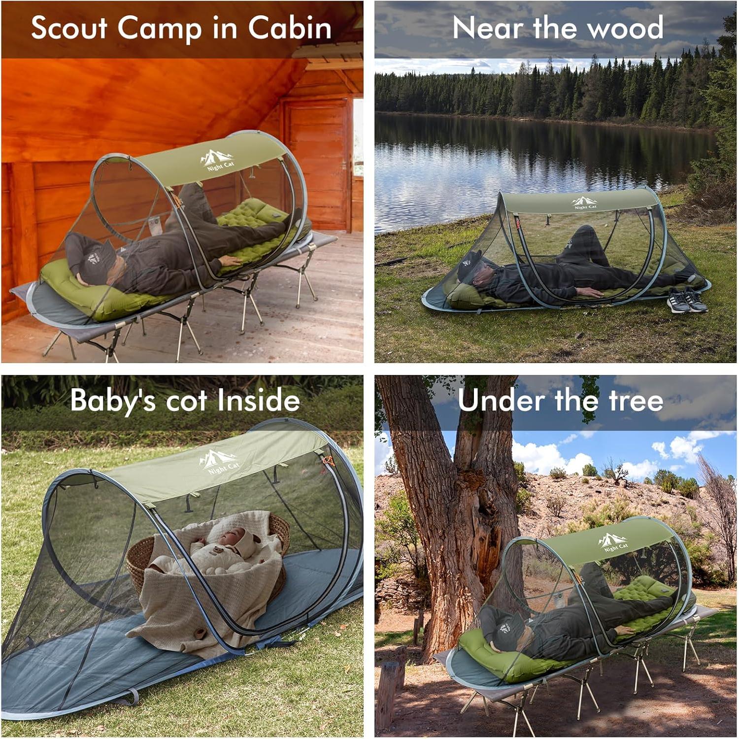 Tienda de Camping Pop-up Night Cat para 1 Persona Verde Militar