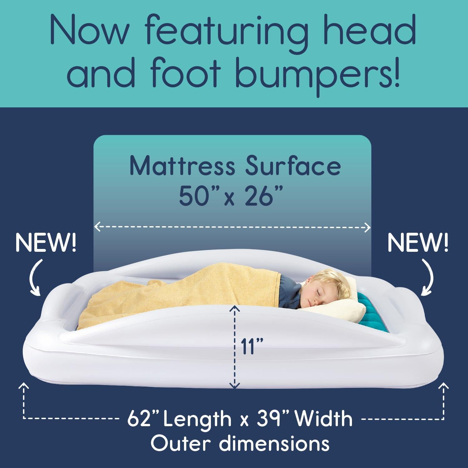 Cama Inflable para Niños Pequeños hiccapop con Protectores 157x99cm