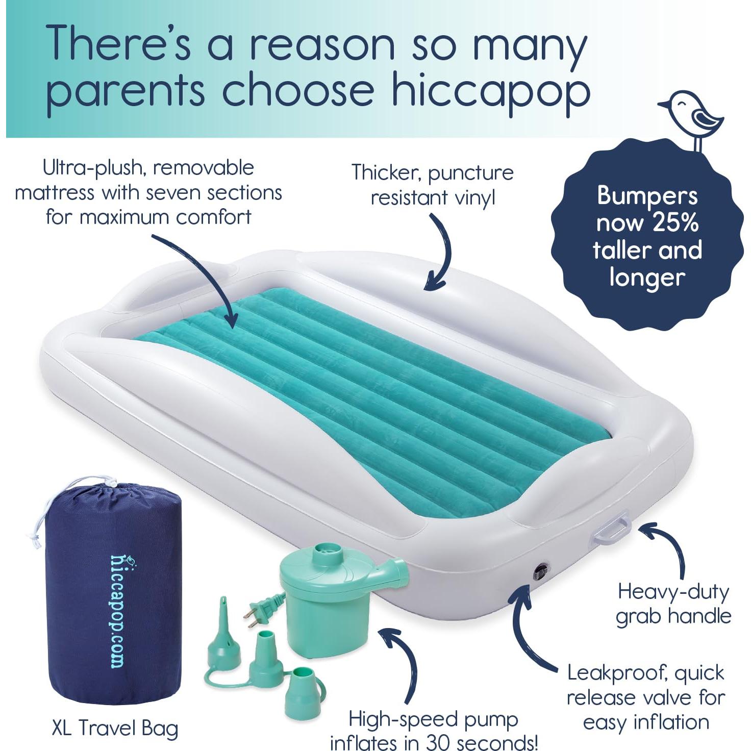 Cama Inflable para Niños Pequeños hiccapop con Protectores 157x99cm