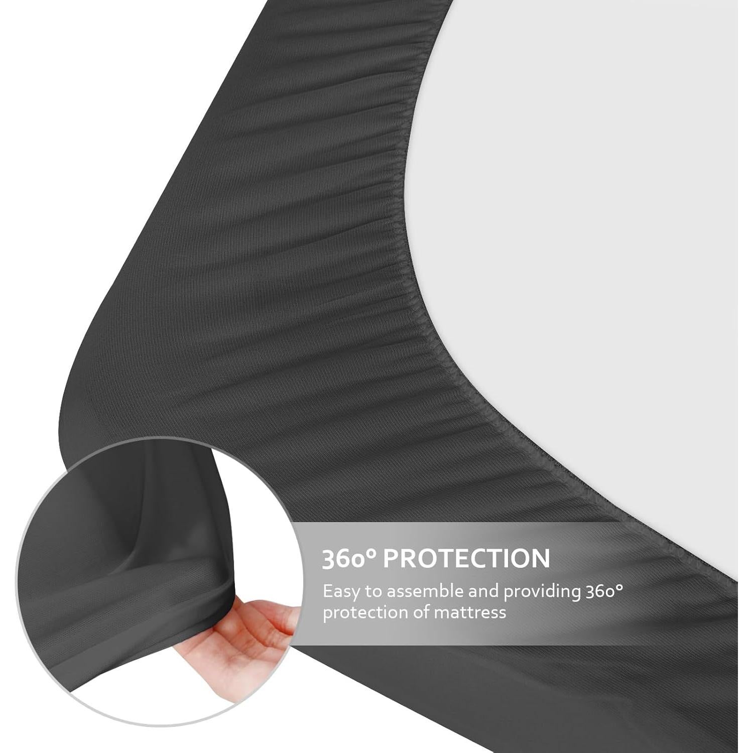 Sábana Ajustable Moonsea 79x191 cm Microfibra Gris y Negro