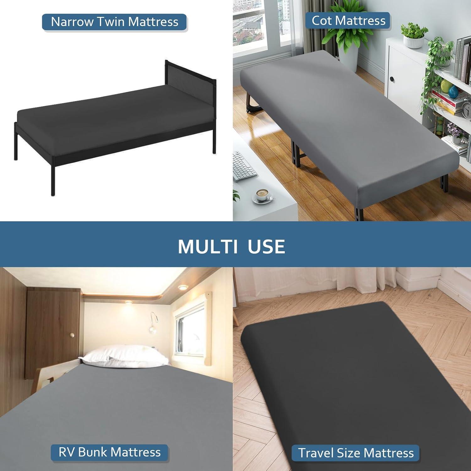 Sábana Ajustable Moonsea 79x191 cm Microfibra Gris y Negro