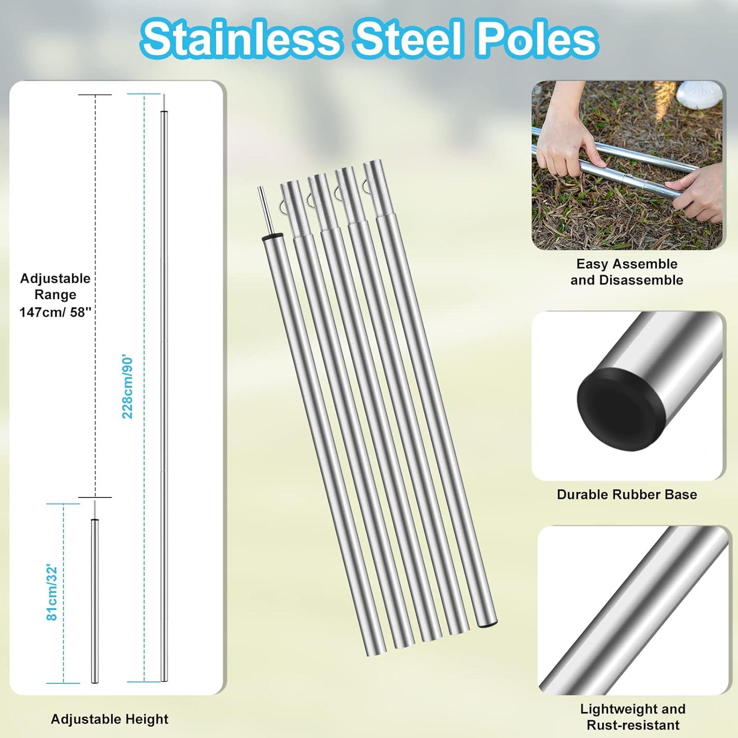 Hammock Rain Fly, 12x10FT Camping Tarp with Poles, Waterproof and Ultralight Survival Tent Tarp for Outdoors, Camping, Hiking, Picnic, Backpacking