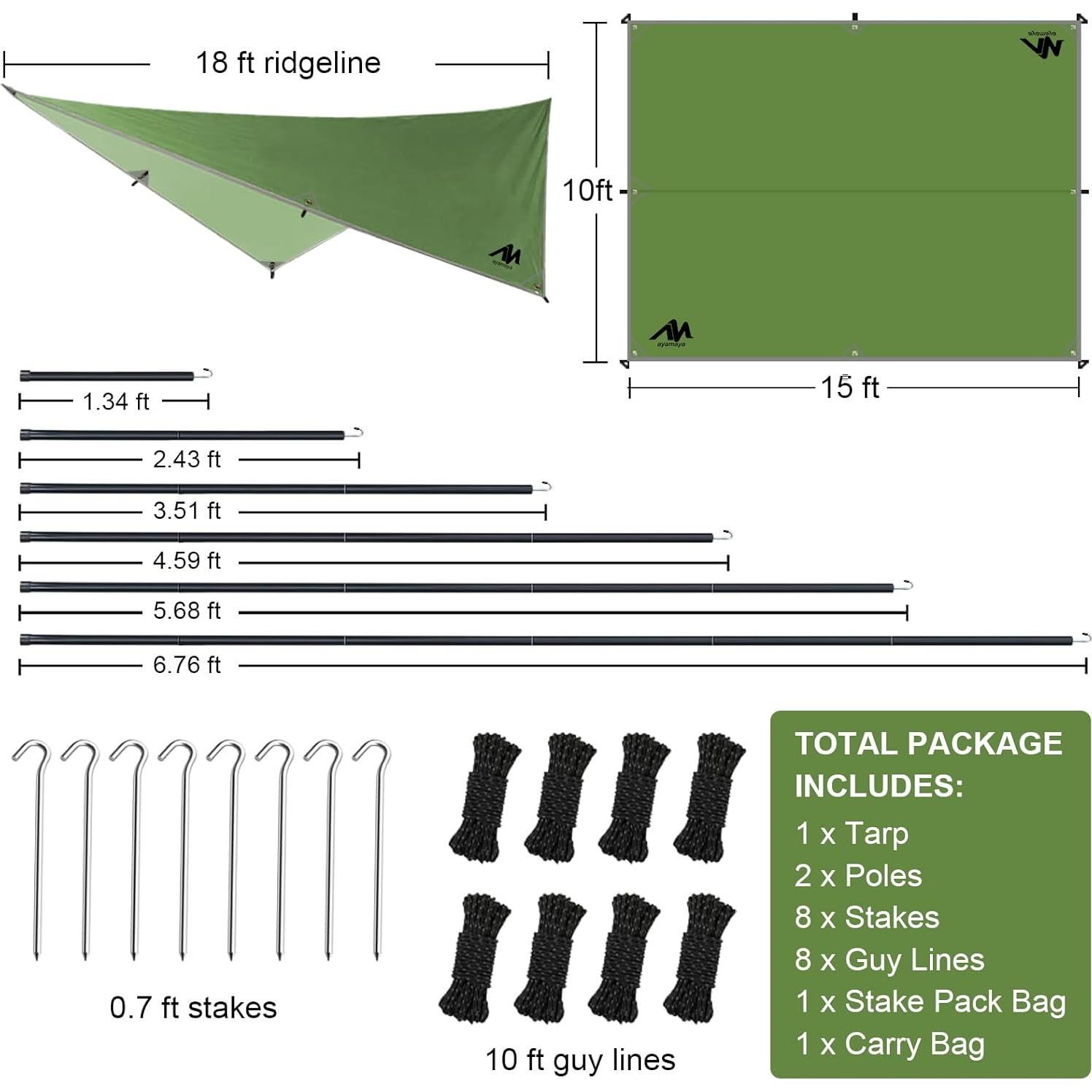 Toldo de Camping AYAMAYA Grande 3.05x4.57m Impermeable