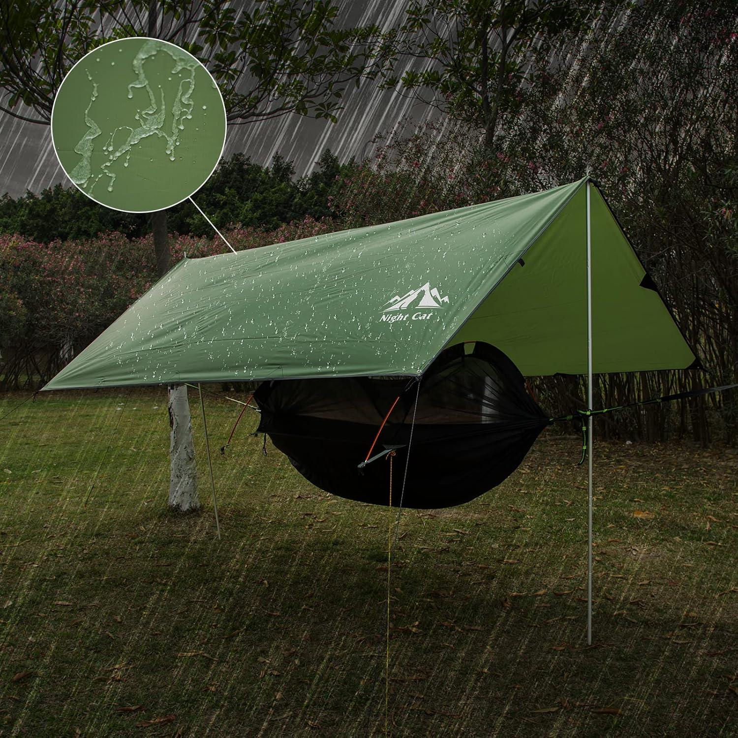 Tarp de Camping Night Cat 3.66x3.05 m Impermeable Verde Militar