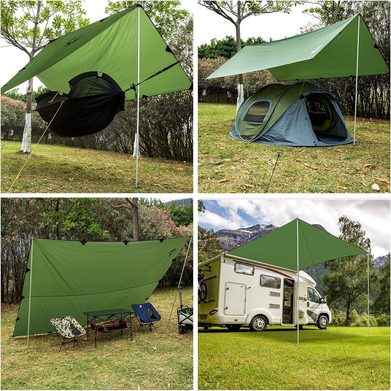 Tarp de Camping Night Cat 3.66x3.05 m Impermeable Verde Militar