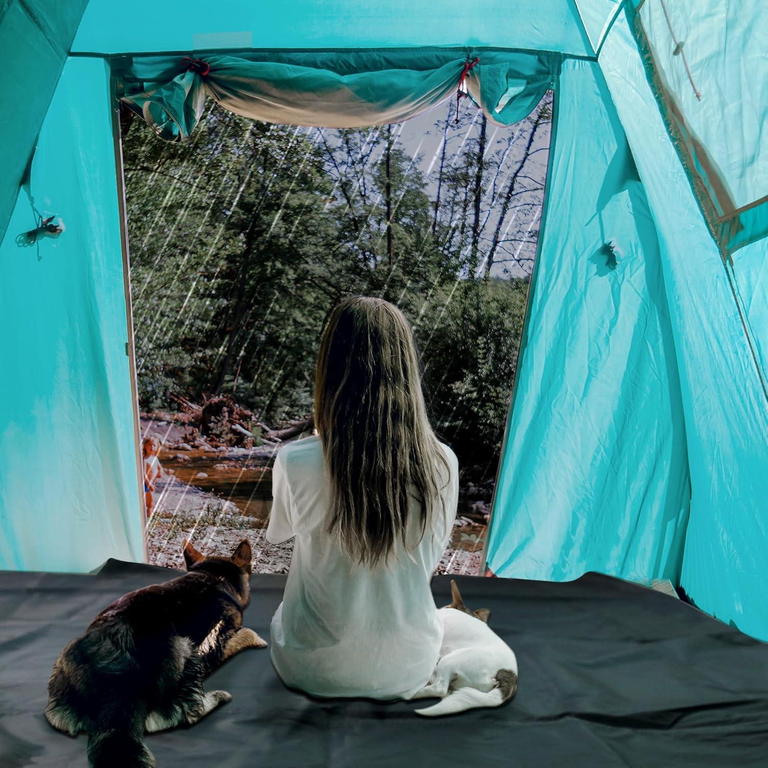 Camping Tent Footprint - 86'' x 74'', Waterproof Ground Sheet Mat for Tent - Ultralight Tarp for Hiking, Backpacking, and Beach Use