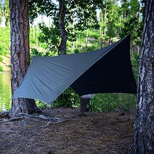 Camping Rain Fly Tarp Waterproof Camping Shelter Canopy Lightweight for Hammock, Backpacking or Camp Gear 12 x 9 ft Gray