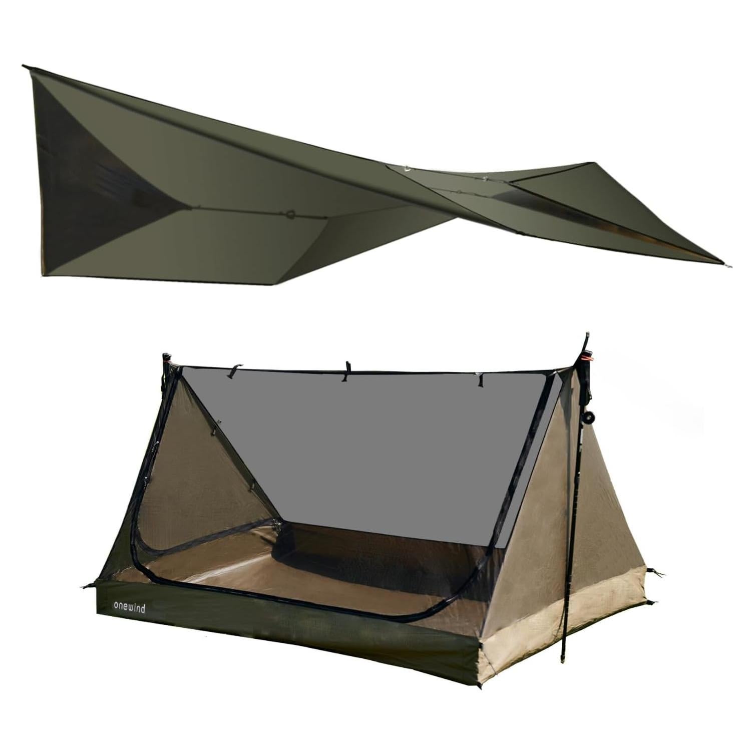 onewind 12ft Hammock Tarp and Inner Tent, Silnylon Rain Fly and Tarp Inner Mesh for Camping Backpacking Hiking