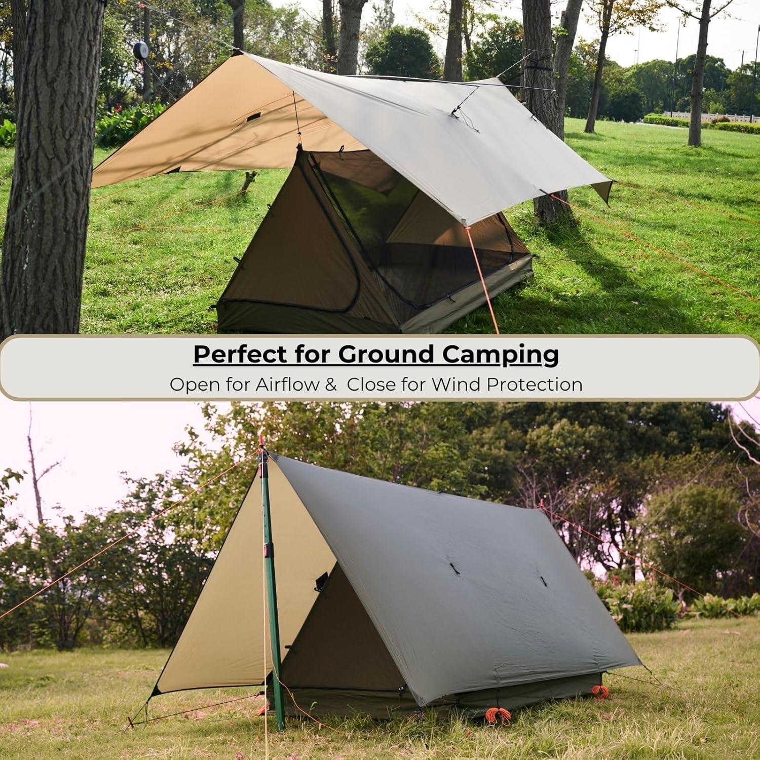 onewind 12ft Hammock Tarp and Inner Tent, Silnylon Rain Fly and Tarp Inner Mesh for Camping Backpacking Hiking