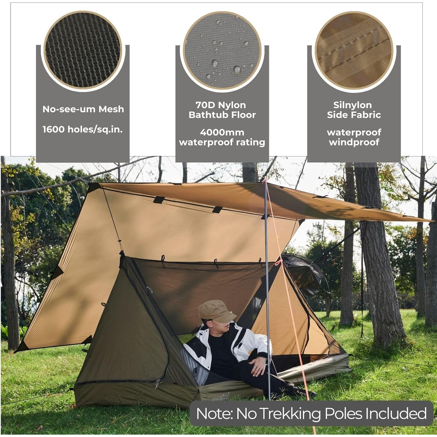 onewind 12ft Hammock Tarp and Inner Tent, Silnylon Rain Fly and Tarp Inner Mesh for Camping Backpacking Hiking