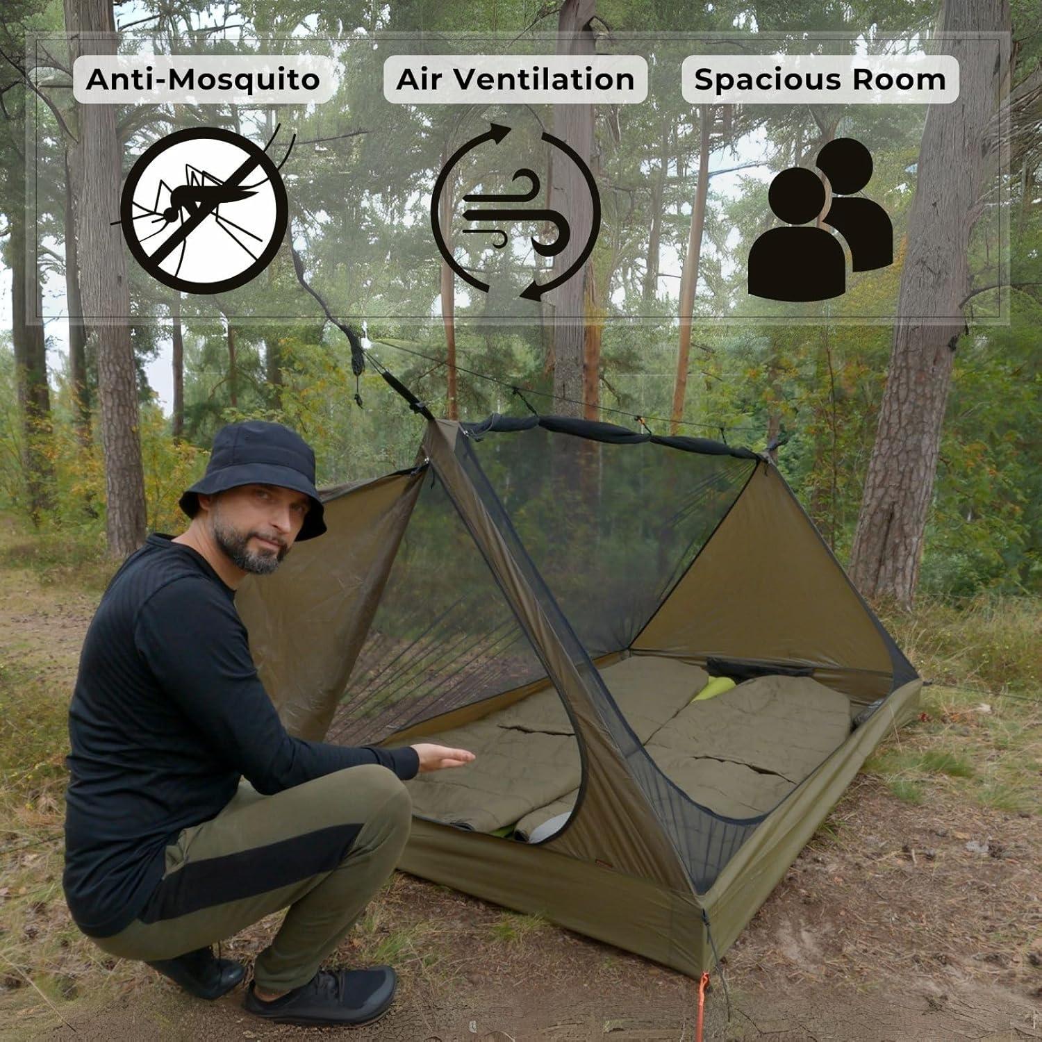 onewind 12ft Hammock Tarp and Inner Tent, Silnylon Rain Fly and Tarp Inner Mesh for Camping Backpacking Hiking