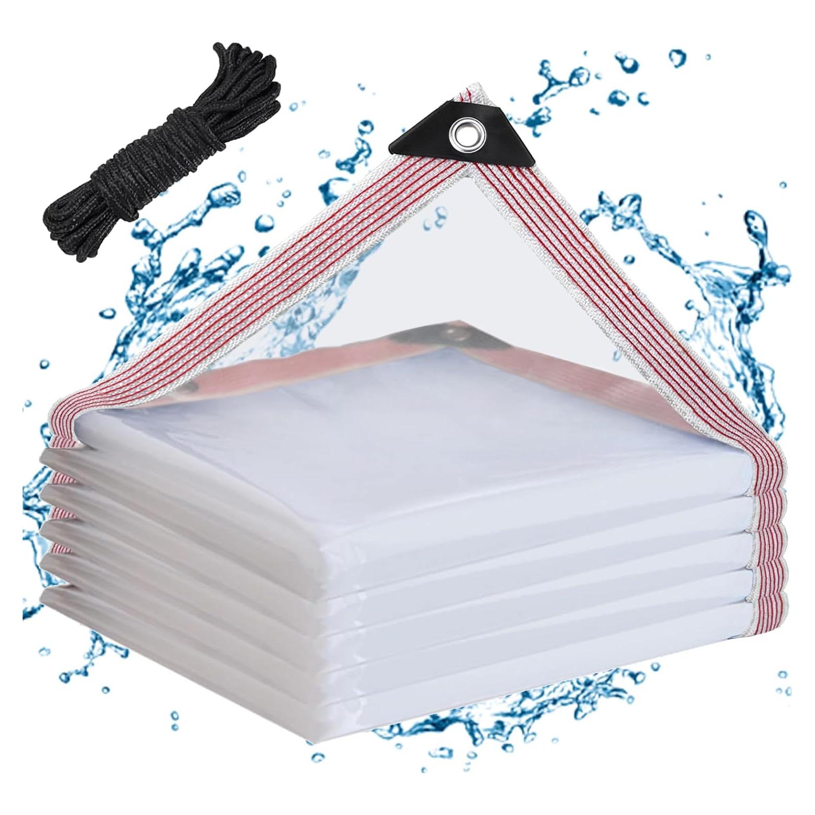 Clear Waterproof Tarp with Grommets 4x6ft,Heavy Duty Clear Vinyl Plastic Tarps for Winter Outdoor,Transparent Tarpaulin PVC Tarps Covering for Patio Henhouse Porch Canopy Plant Camping