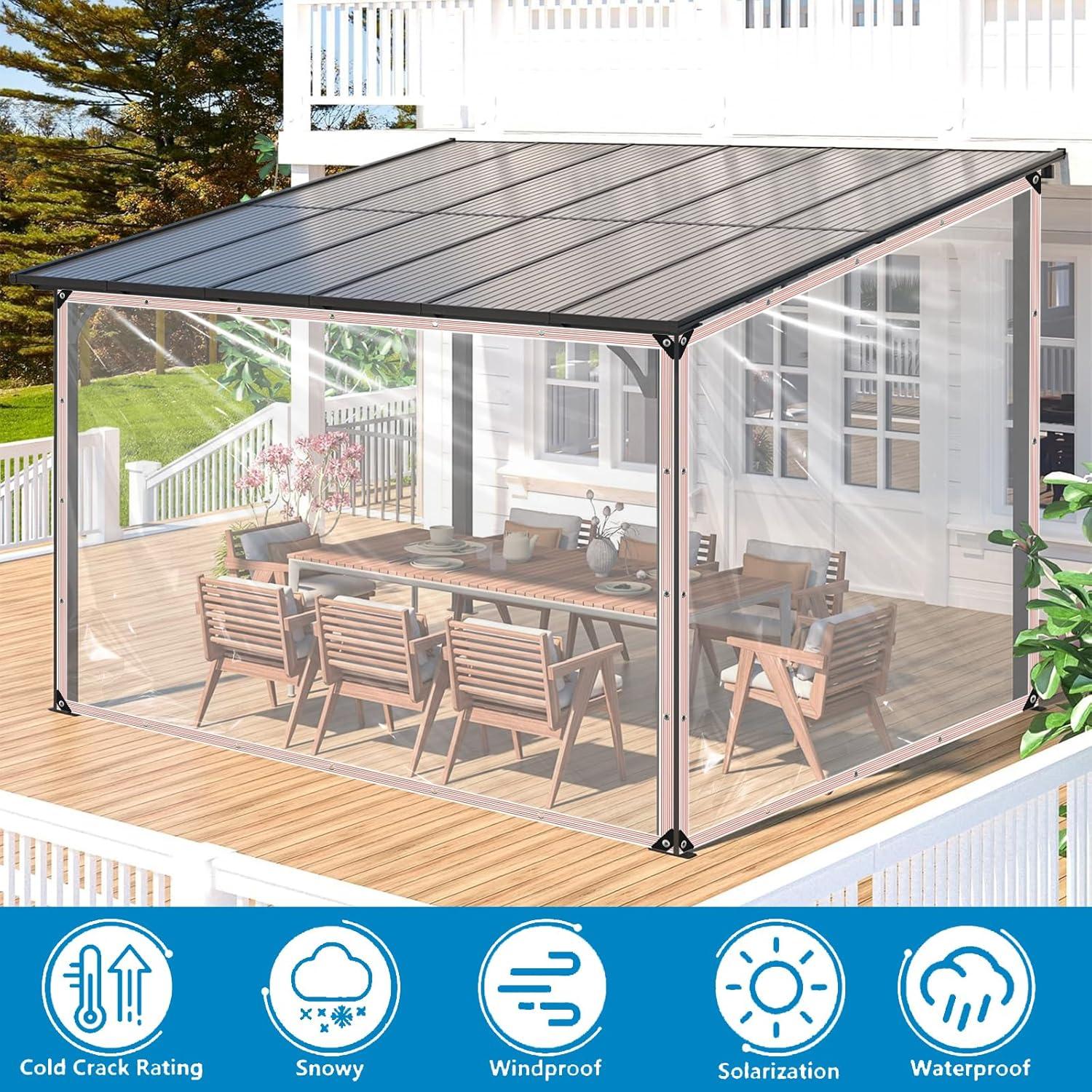 Clear Waterproof Tarp with Grommets 4x6ft,Heavy Duty Clear Vinyl Plastic Tarps for Winter Outdoor,Transparent Tarpaulin PVC Tarps Covering for Patio Henhouse Porch Canopy Plant Camping