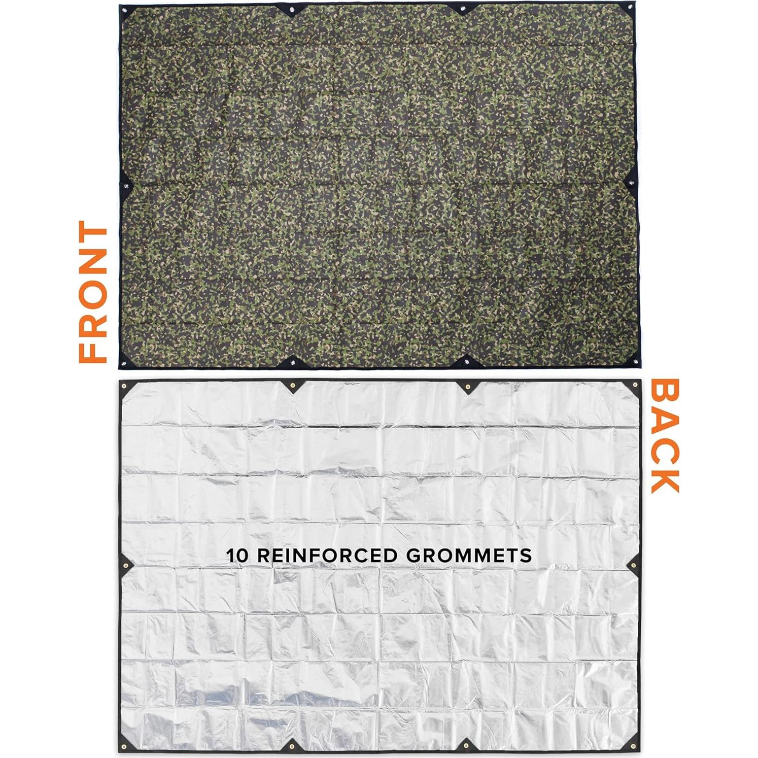 Arcturus XL Survival Tarp - Insulated Reflective Thermal Camping Tarp - 8.5' x 12' (Woodland Camo)