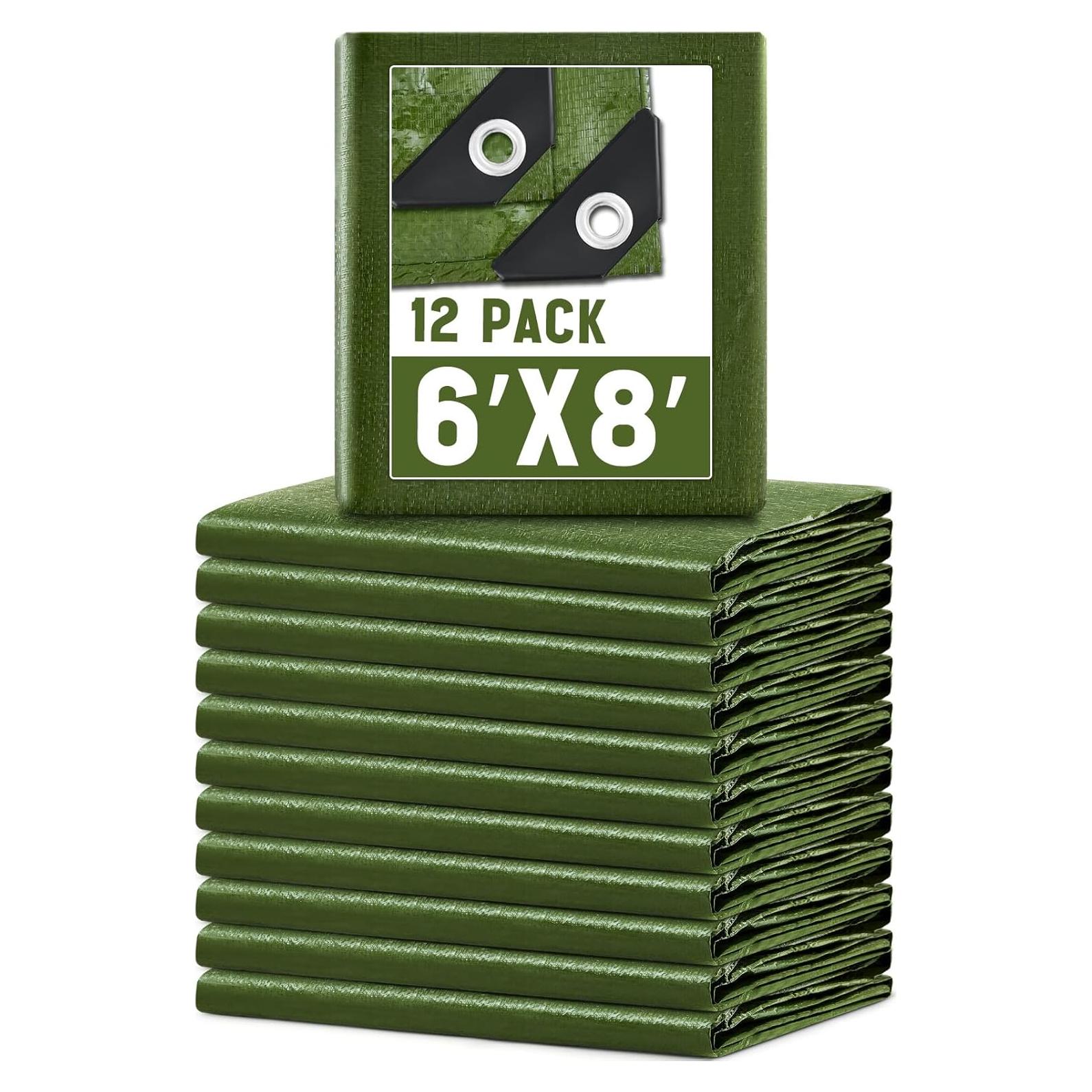 Paquete de 8 Lonas Impermeables GliCraft 1.83 x 2.44 m Verde Militar