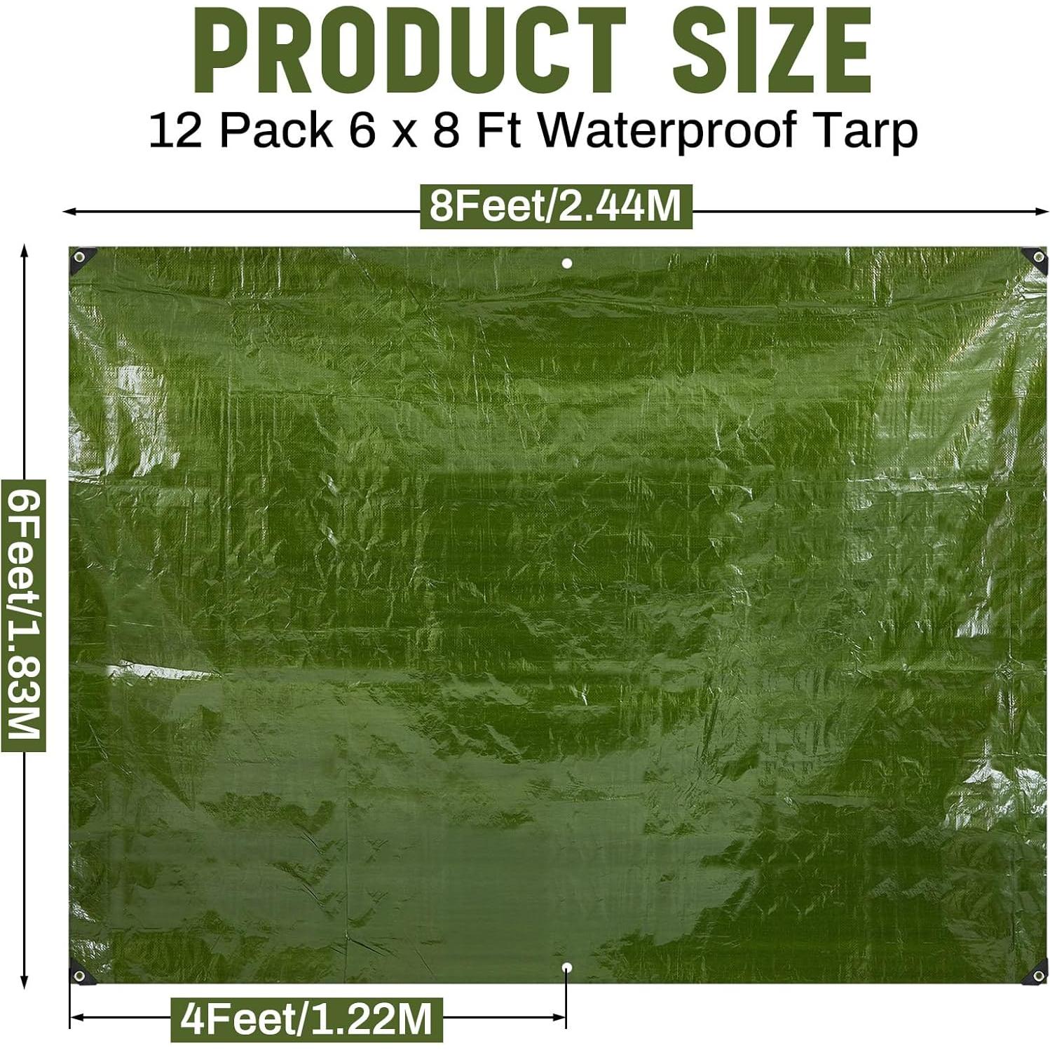 Paquete de 8 Lonas Impermeables GliCraft 1.83 x 2.44 m Verde Militar