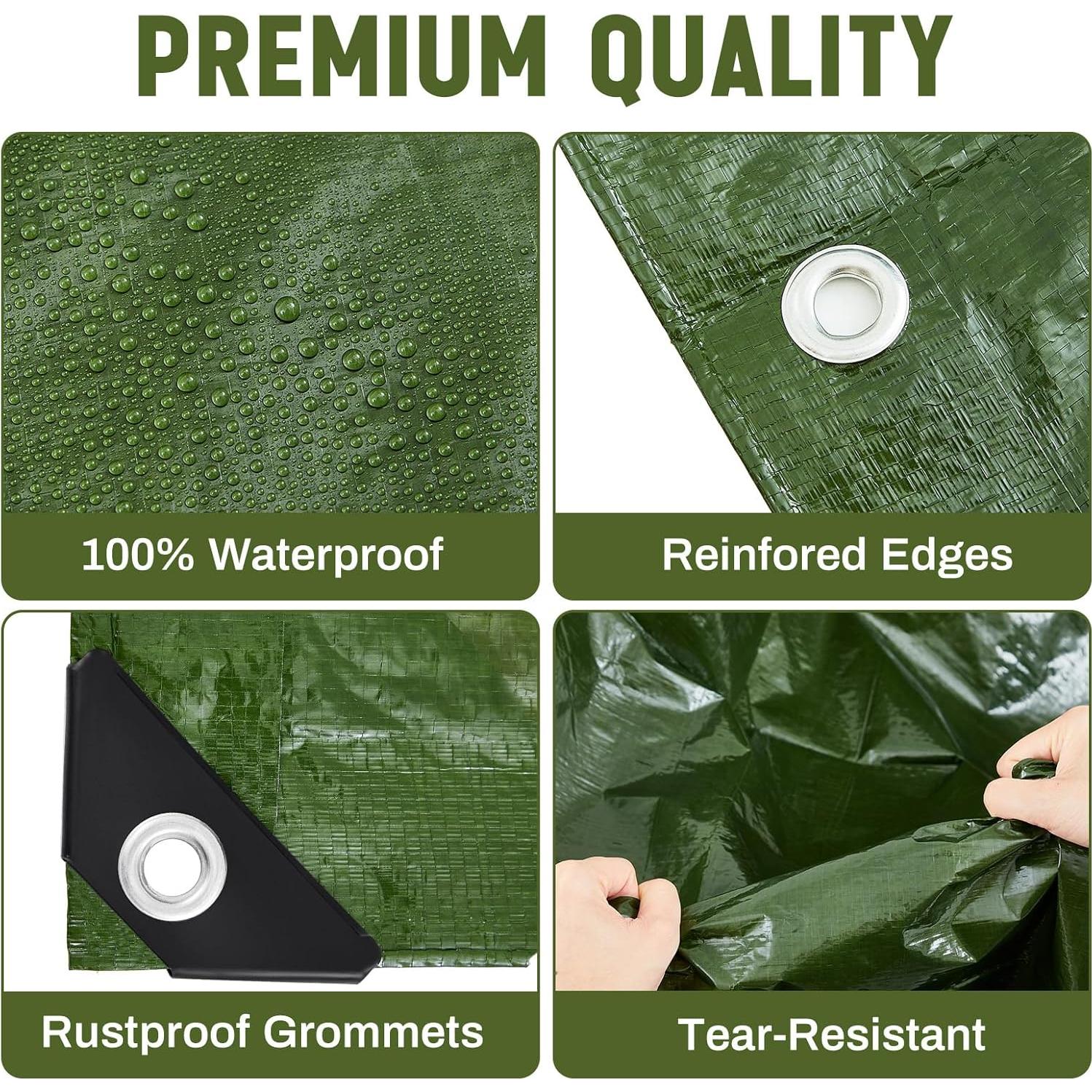 Paquete de 8 Lonas Impermeables GliCraft 1.83 x 2.44 m Verde Militar