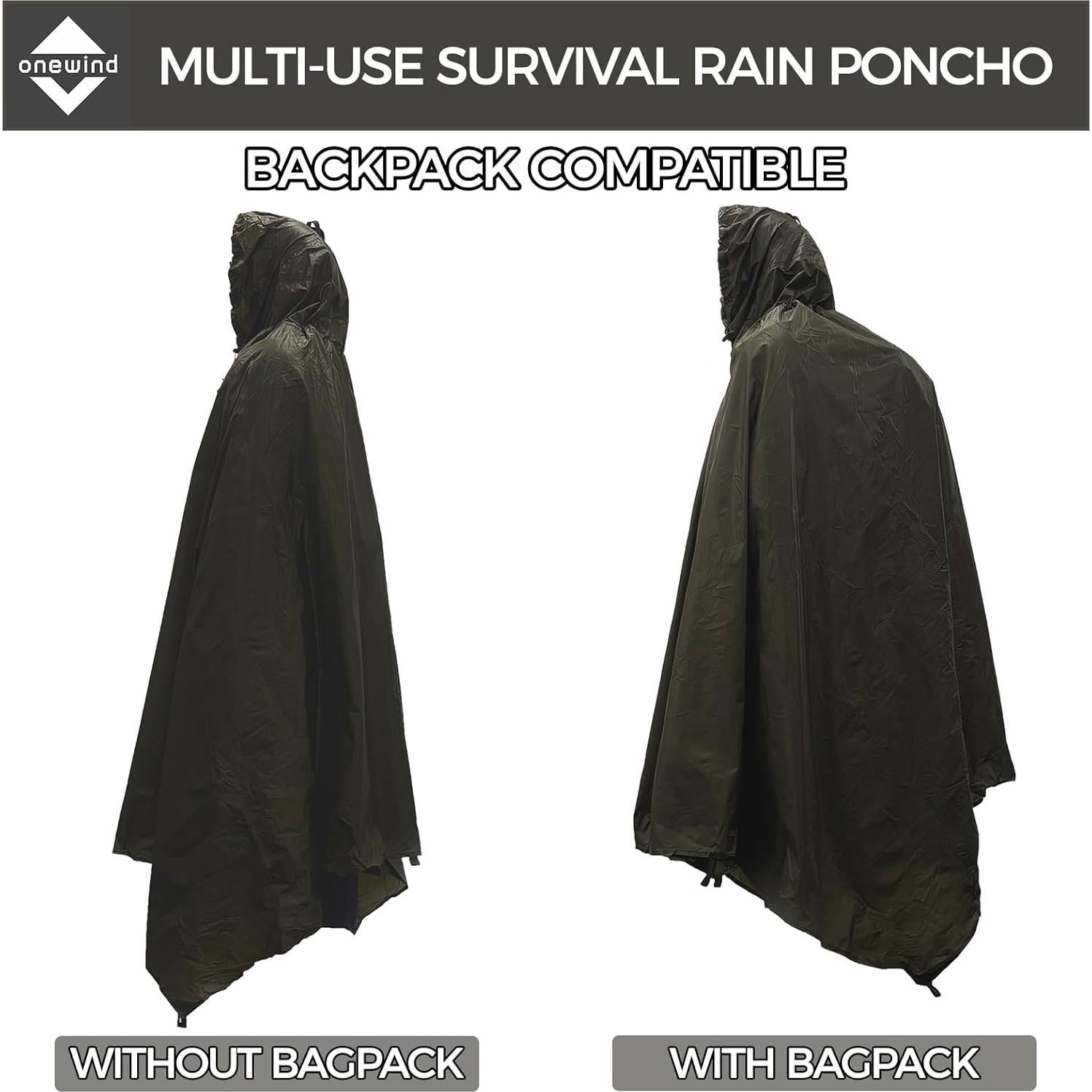 Refugio de Emergencia Onewind Poncho Ultraligero Verde Oliva