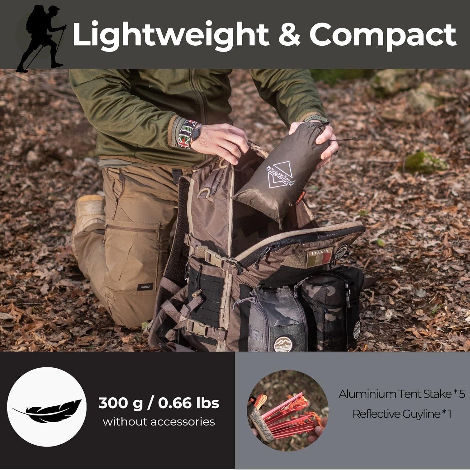 Refugio de Emergencia Onewind Poncho Ultraligero Verde Oliva