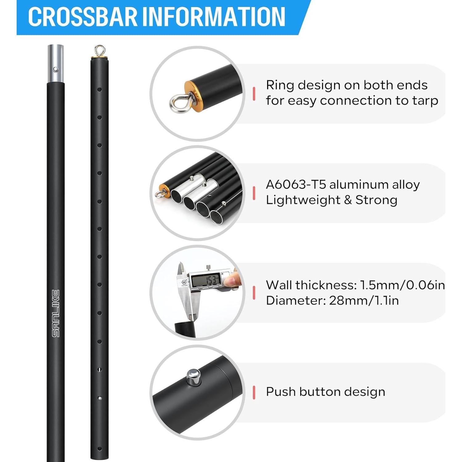 SAN LIKE Vehicle Awning Pole Outdoor Off-Road Camping Set, PU 3000mm Waterproof UV50+ Car Side Awning Sun Shade for Most Jeep/SUV/Truck/Van