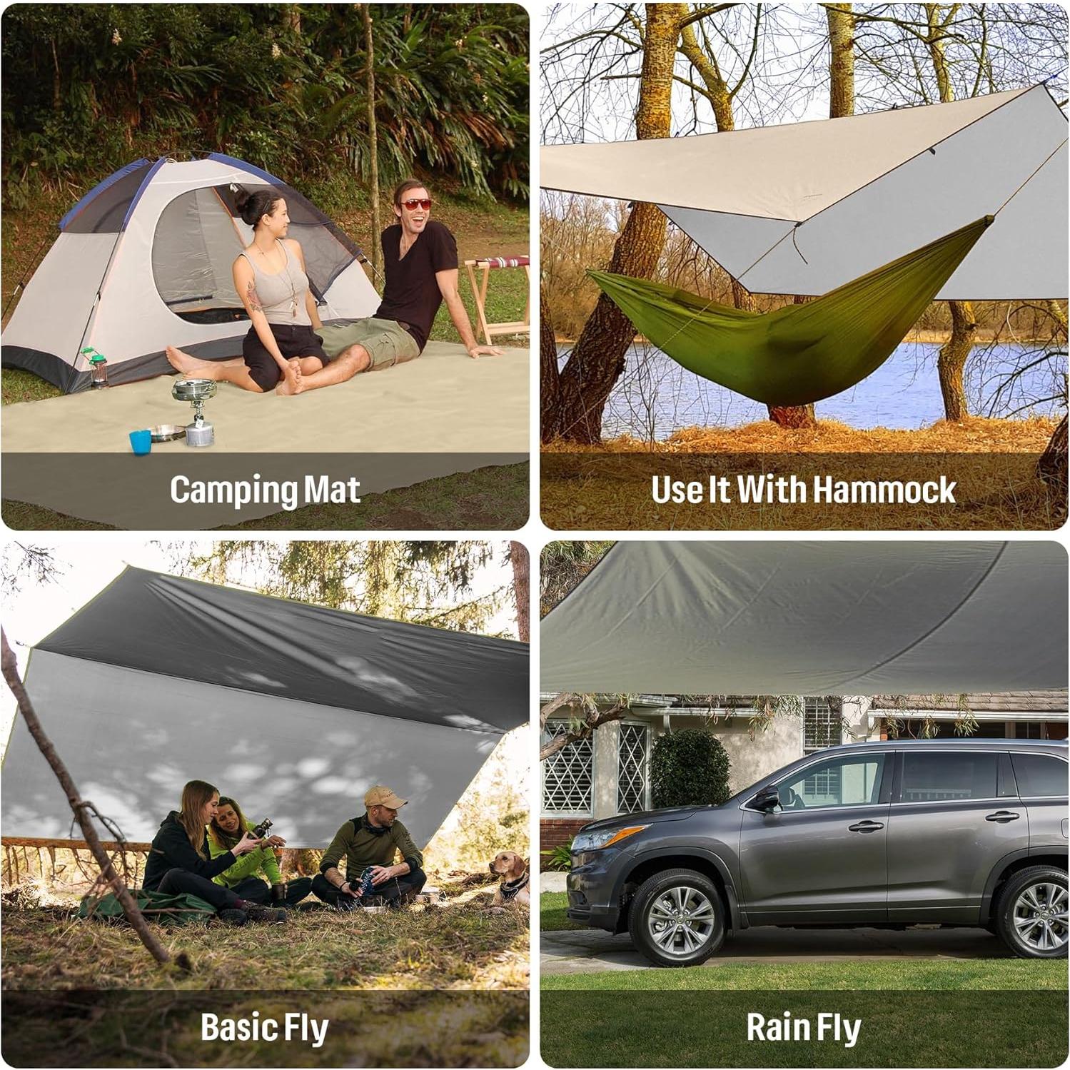 SAN LIKE Vehicle Awning Pole Outdoor Off-Road Camping Set, PU 3000mm Waterproof UV50+ Car Side Awning Sun Shade for Most Jeep/SUV/Truck/Van