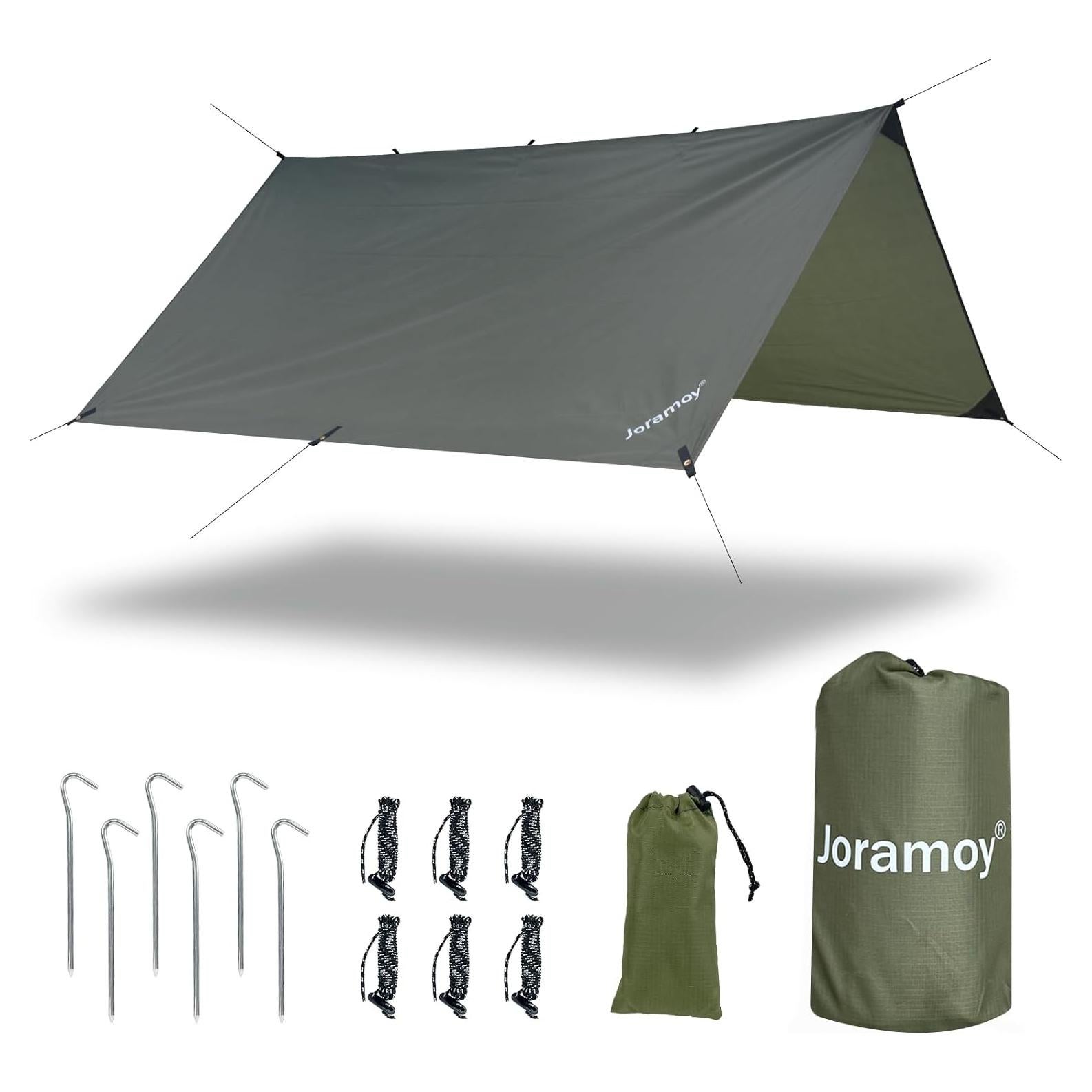 Hammock Rain Fly 10×10FT - Waterproof Camping Tarp Portable Tent Tarp Premium Backpacking Tarp Sheleter with UV Protection Layer for Camping Hiking Outdoor(OdGrreen)