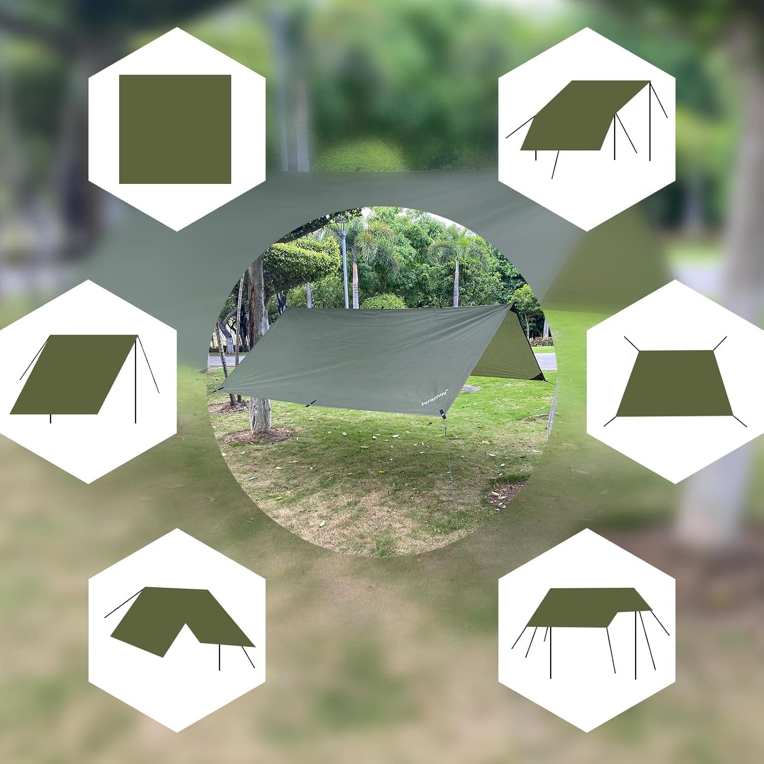 Hammock Rain Fly 10×10FT - Waterproof Camping Tarp Portable Tent Tarp Premium Backpacking Tarp Sheleter with UV Protection Layer for Camping Hiking Outdoor(OdGrreen)