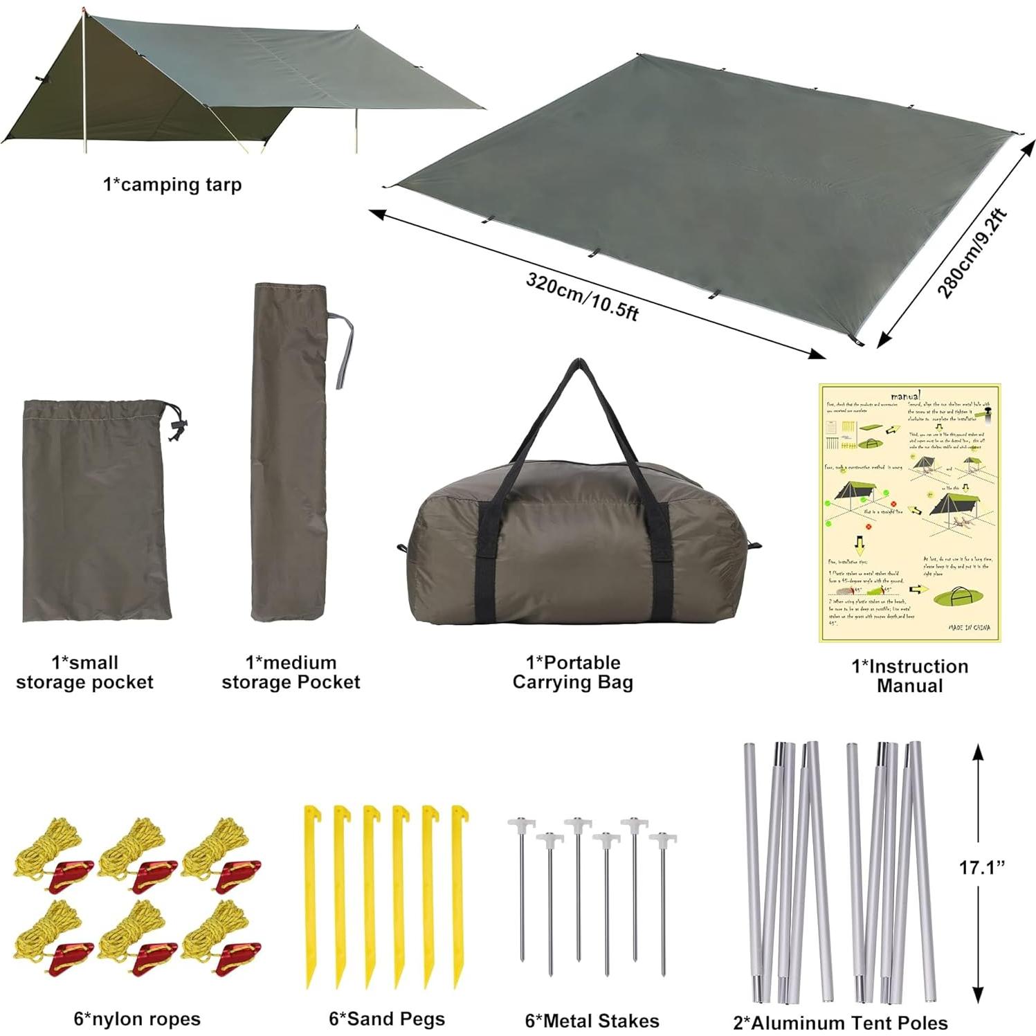 Toldo de Camping GOCAPTAIN 3.05x2.74m Impermeable UV 50+