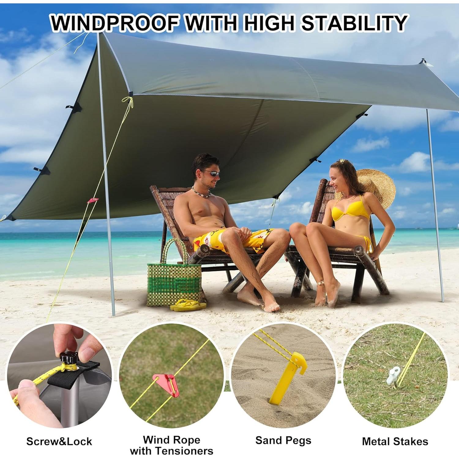 Toldo de Camping GOCAPTAIN 3.05x2.74m Impermeable UV 50+