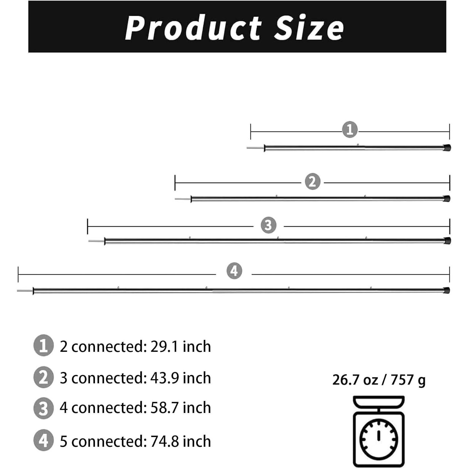 Poste Telescópico Ajustable SAN LIKE para Camping y Refugios