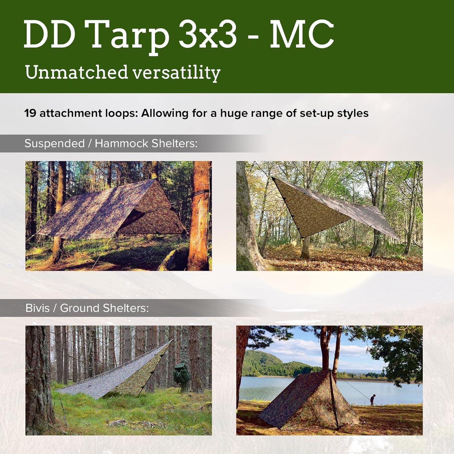Tarp DD Hammocks 3x3m Multicam Impermeable para Camping