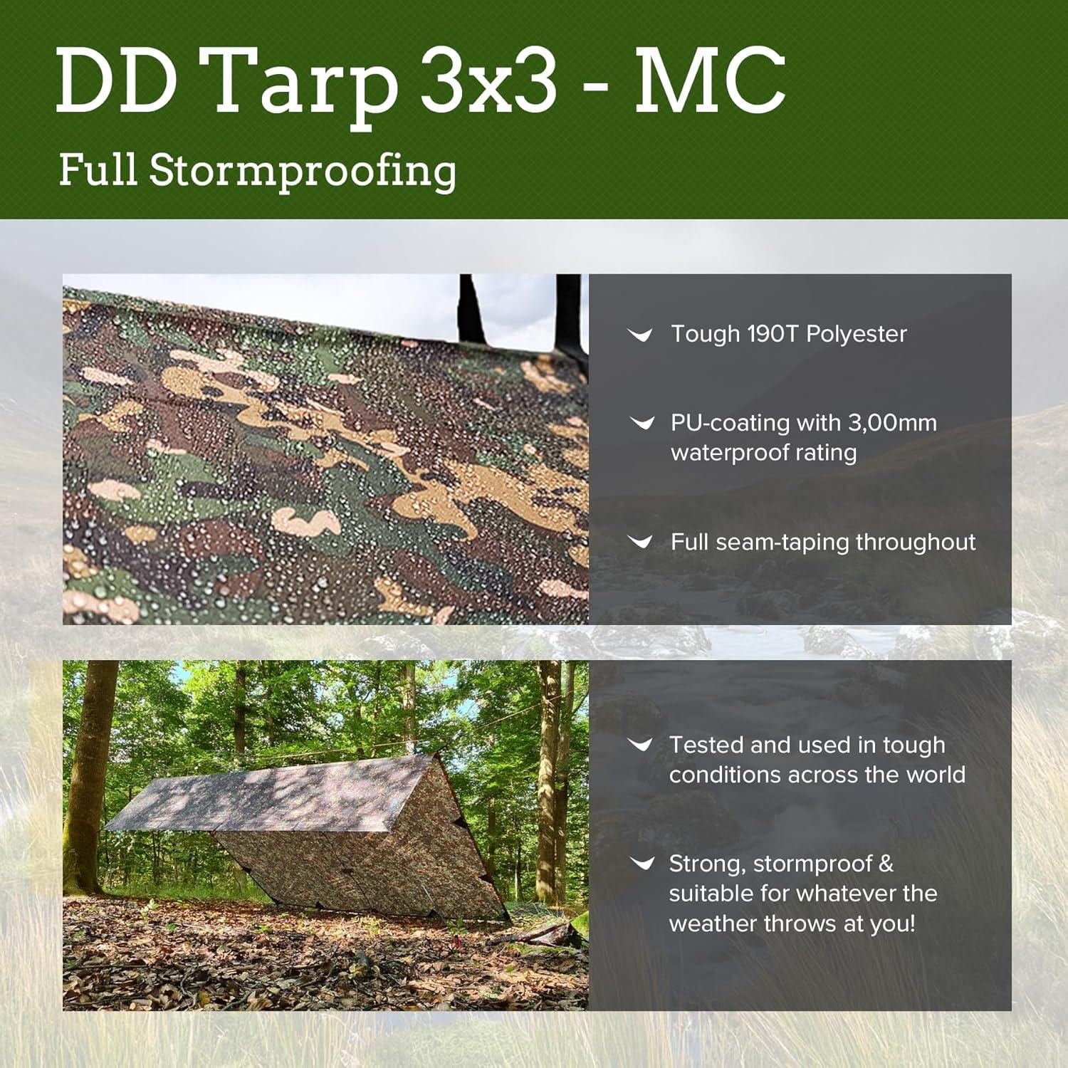 Tarp DD Hammocks 3x3m Multicam Impermeable para Camping
