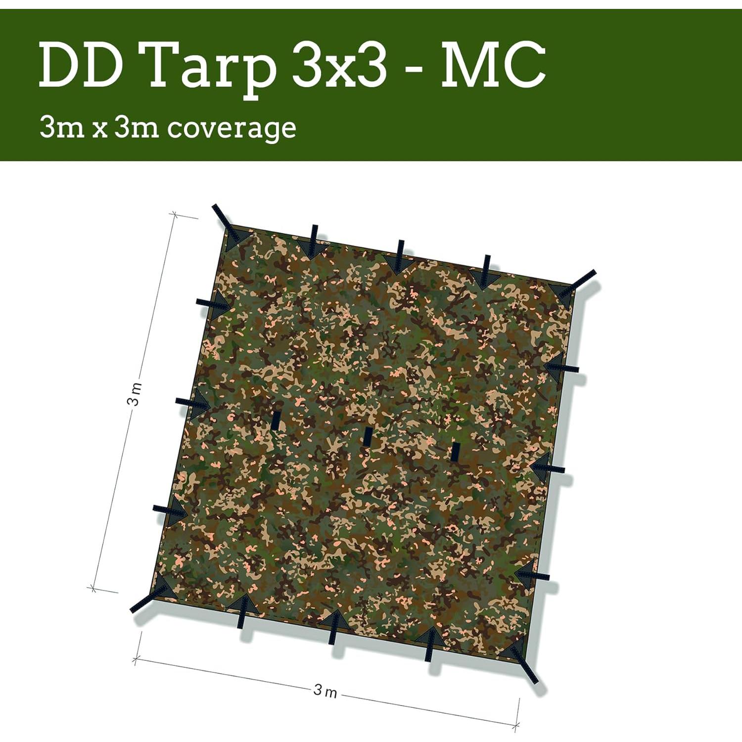 Tarp DD Hammocks 3x3m Multicam Impermeable para Camping