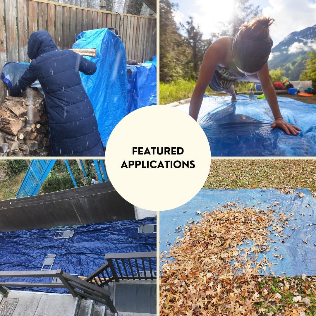 6'x8' [Cut Size] Ultra-Durable Waterproof Camouflage Poly Tarp, 100% HDPE Material, 100% UV Protection, 5 MIL Thick, Reinforced Edges & Corners, Aluminum Grommets